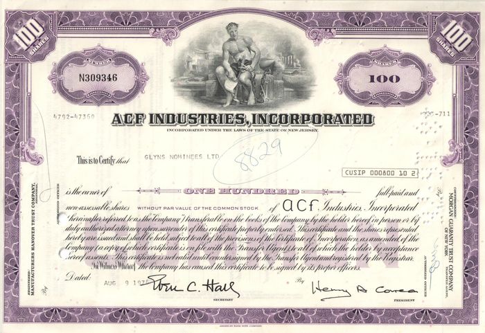 Акция ACF INDUSTRIES, INCORPORATED 1963-1977 США
