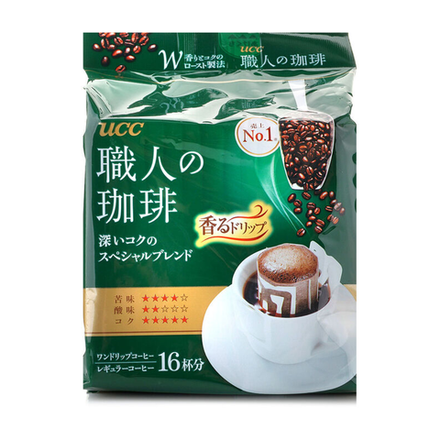 Кофе молотый в дрип пакетах UCC Special Blend зелёный, 16 шт.