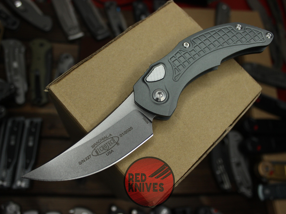 Нож Microtech Brachial GRAY - серая рукоять, серый клинок