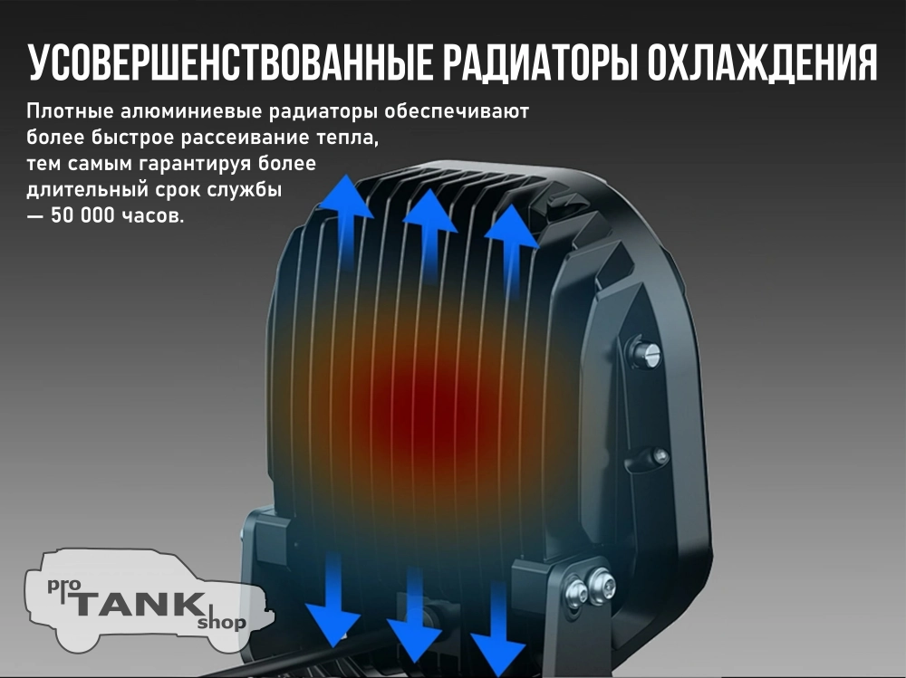 Фара светодиодная AURORA 9″ 270W c подсветкой корпуса (ДХО) Янтарный + Белый 1 шт.