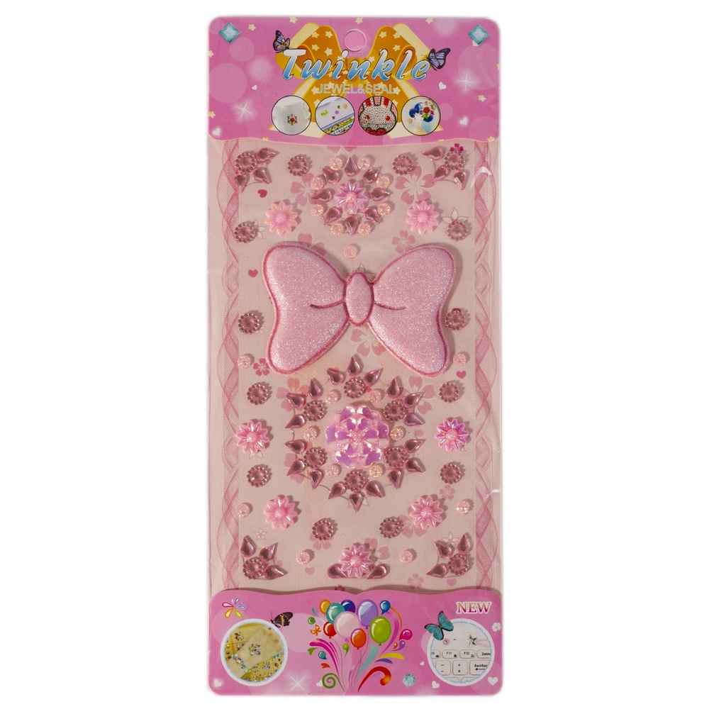 Наклейки-стразы Alingar, акриловые, "Подарочный бант", красный, розовый, фиолетовый, пакет с европодвесом