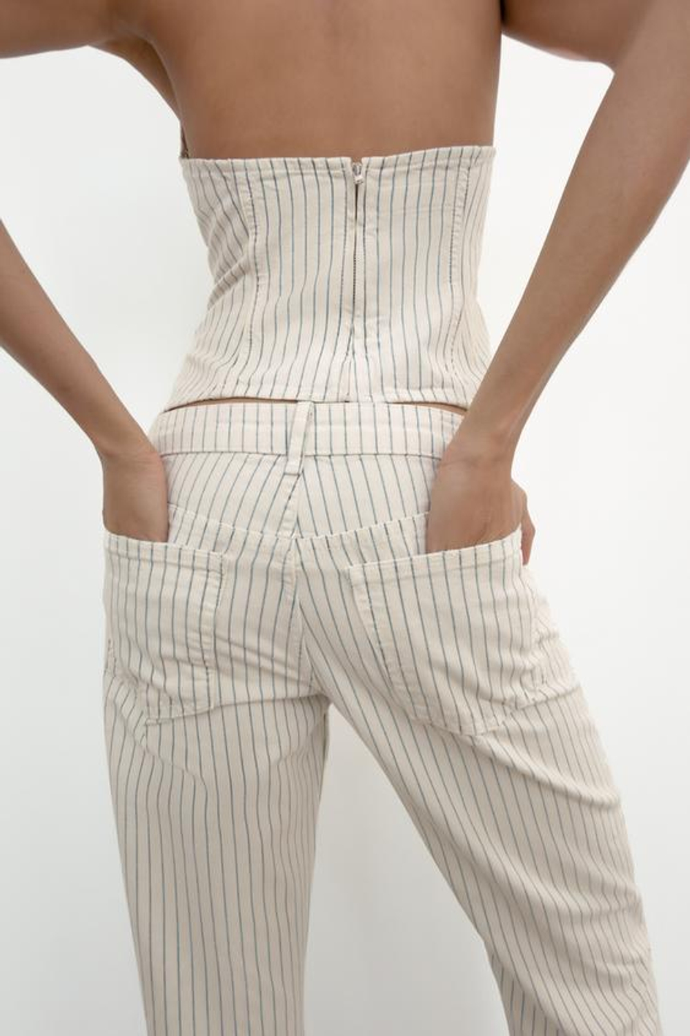 ZARA ДЖИНСЫ TRF ПРЯМОГО КРОЯ В ПОЛОСКУ С НИЗКОЙ ПОСАДКОЙ, ПОЛОСКИ