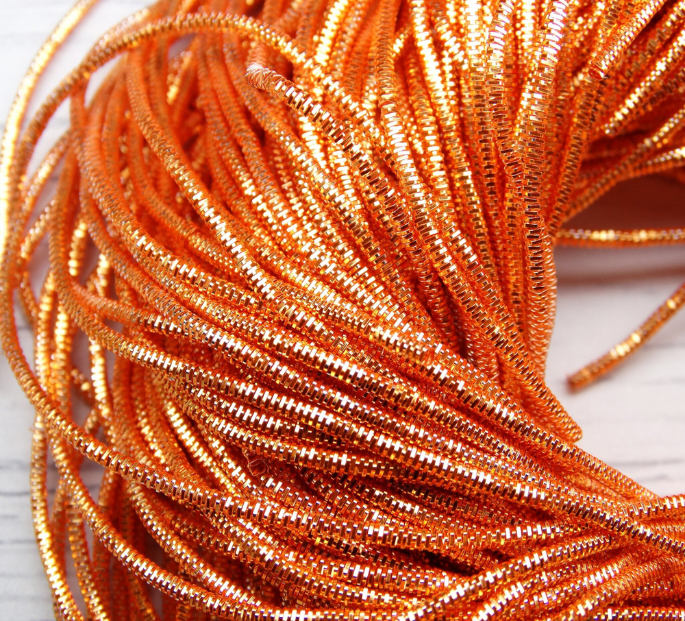 ТК025НН1 Трунцал (канитель), цвет: оранжевый, размер: 1,5 мм, 5 гр.