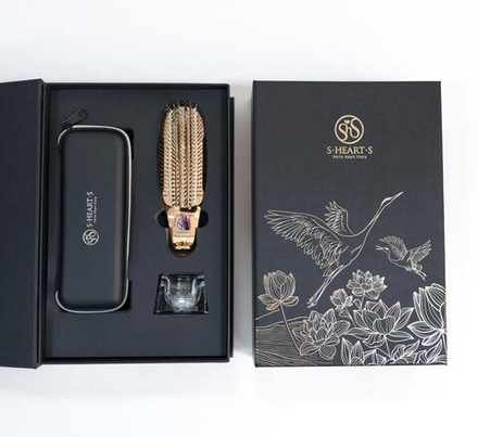 S-HEART-S Подарочный набор с расческой PREMIUM и чехлом (Золото с короткой ручкой)