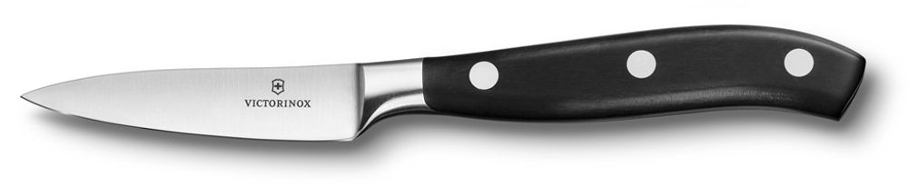 Фото нож для овощей и фруктов VICTORINOX Grand Maître кованый лезвие из нержавеющей стали 8 см рукоять из полиоксиметилена чёрного цвета с гарантией
