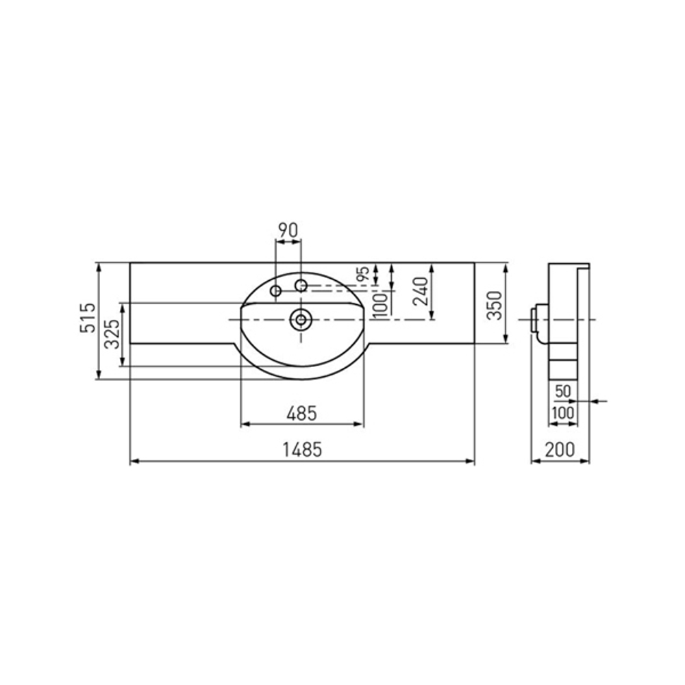 Раковина AQUATON Отель 5/150 белая с навесами 1A70133NOT010