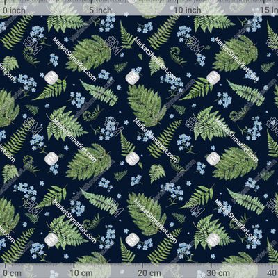 Папоротники и незабудки (темно-синий) by 13 RAPPORTS 455 DPI