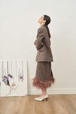 ЮБКА С ПЕРЬЯМИ СЕРО-БЕЖЕВЫЙ|ОРАНЖЕВЫЙ|КАКАО