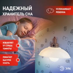 Ночник - светильник светодиодный ЭРА NLED-488-1W-MS-W настенный на батарейках с пультом белый