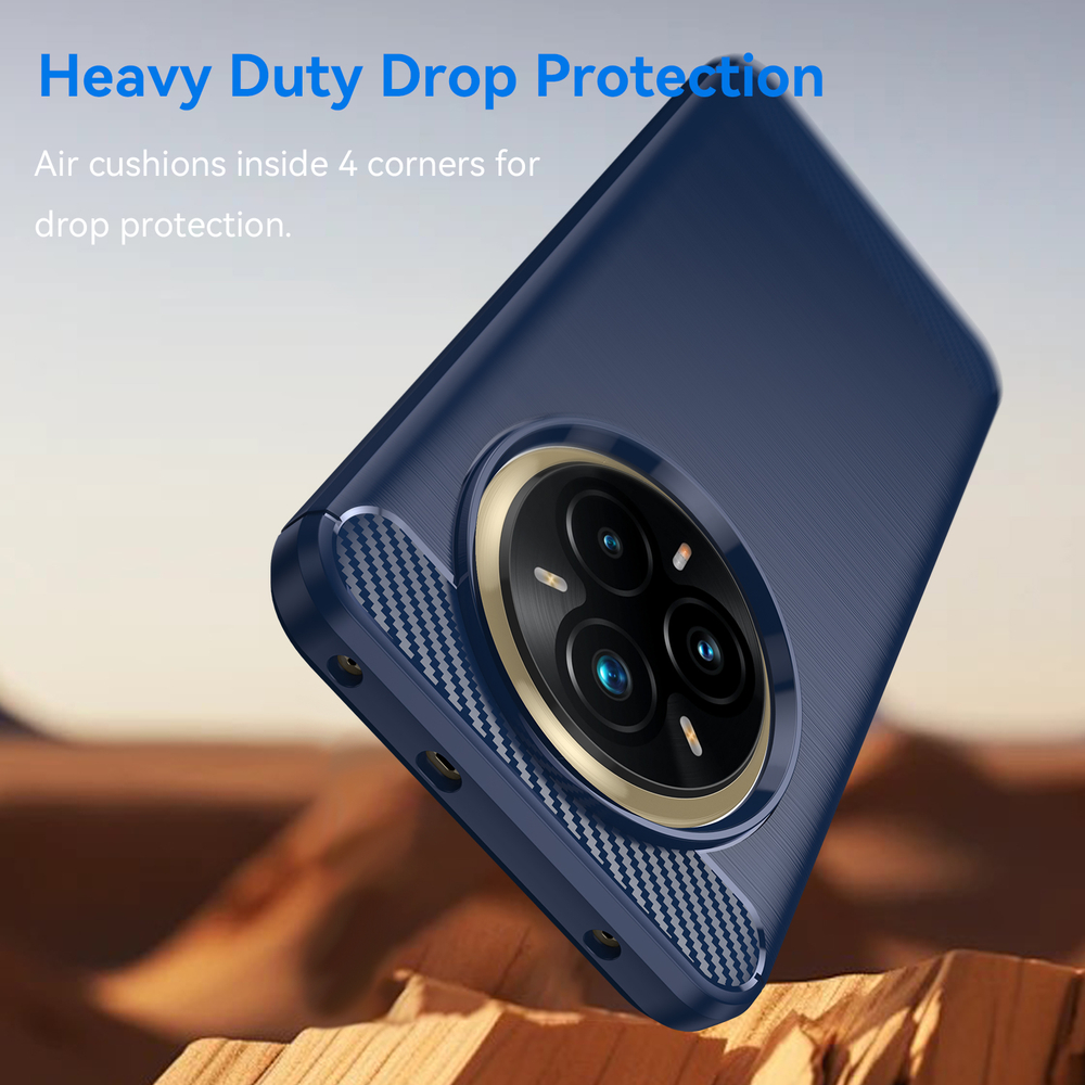 Чехол синего цвета на Realme 14 Pro+ Плюс, серия Carbon (дизайн под карбон) от Caseport
