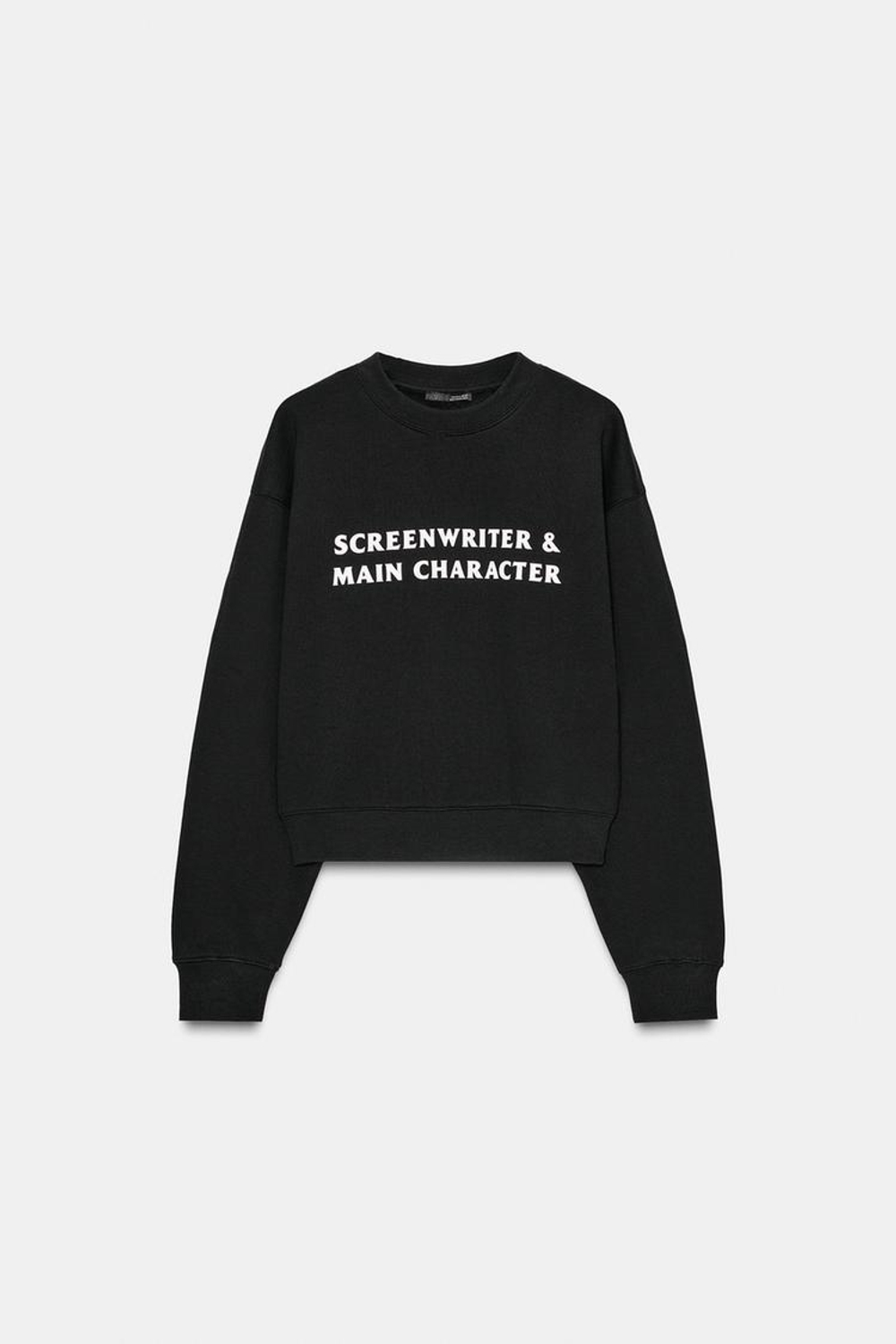 ZARA ТОЛСТОВКА С КОНТРАСТНЫМ ТЕКСТОМ, ЧЕРНЫЙ