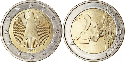 Германия 2 евро, 2008-2024 XF