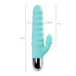 Мятный рельефный вибратор 17,5см с клиторальной стимуляцией ToyFa Flovetta Flax 457707