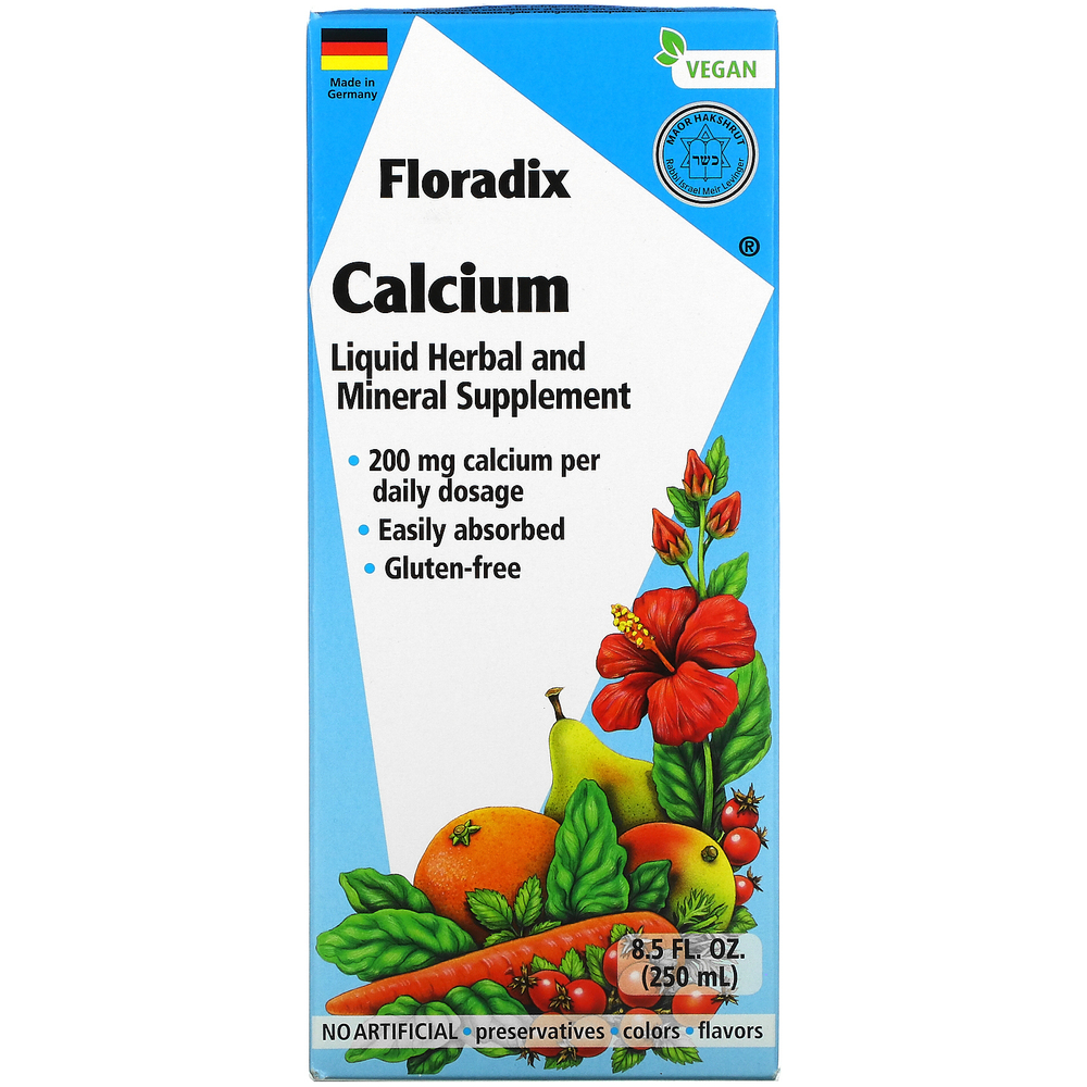 Gaia Herbs, Floradix, кальций, 200 мг, 250 мл (8,5 жидк. унции) (200 мг в 20 мл)