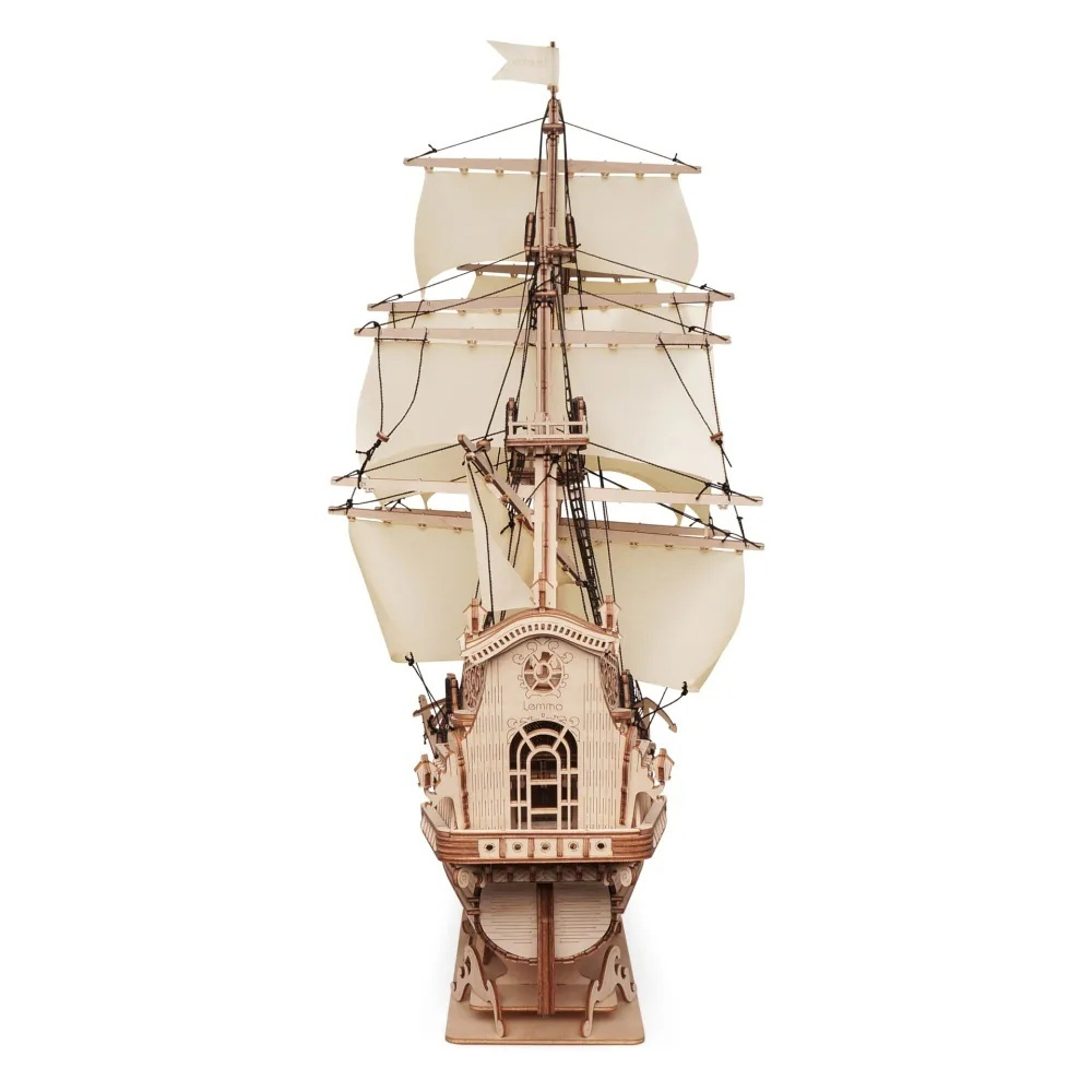 Корабль "Утренняя Звезда - 2" (Lemmo). Бежевые паруса, Сборная модель, деревянный конструктор, 3D пазл, подарки, хобби, короблестроение, судомоделизм, белые паруса