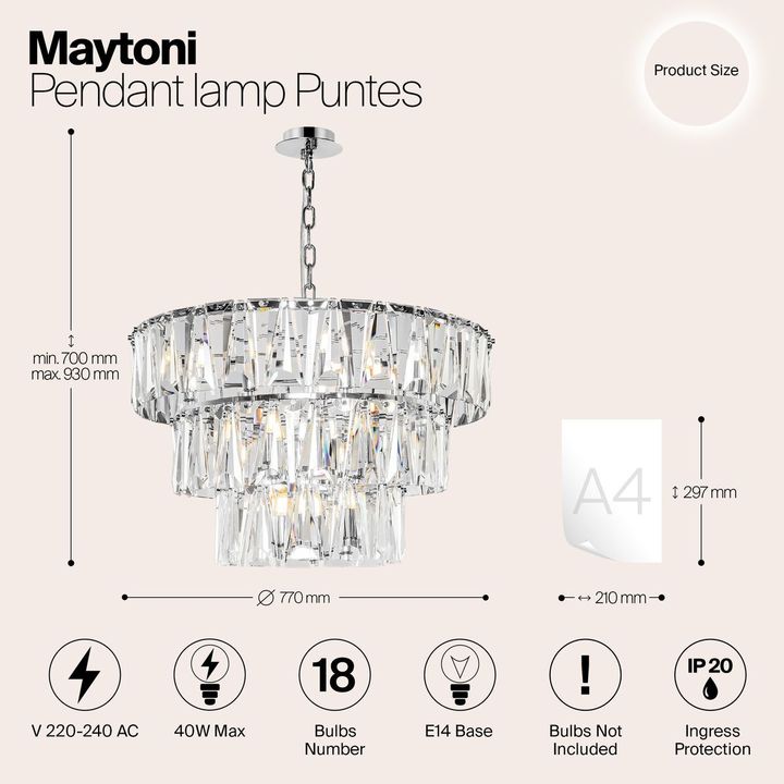 Подвесная люстра Maytoni Puntes MOD043PL-18CH