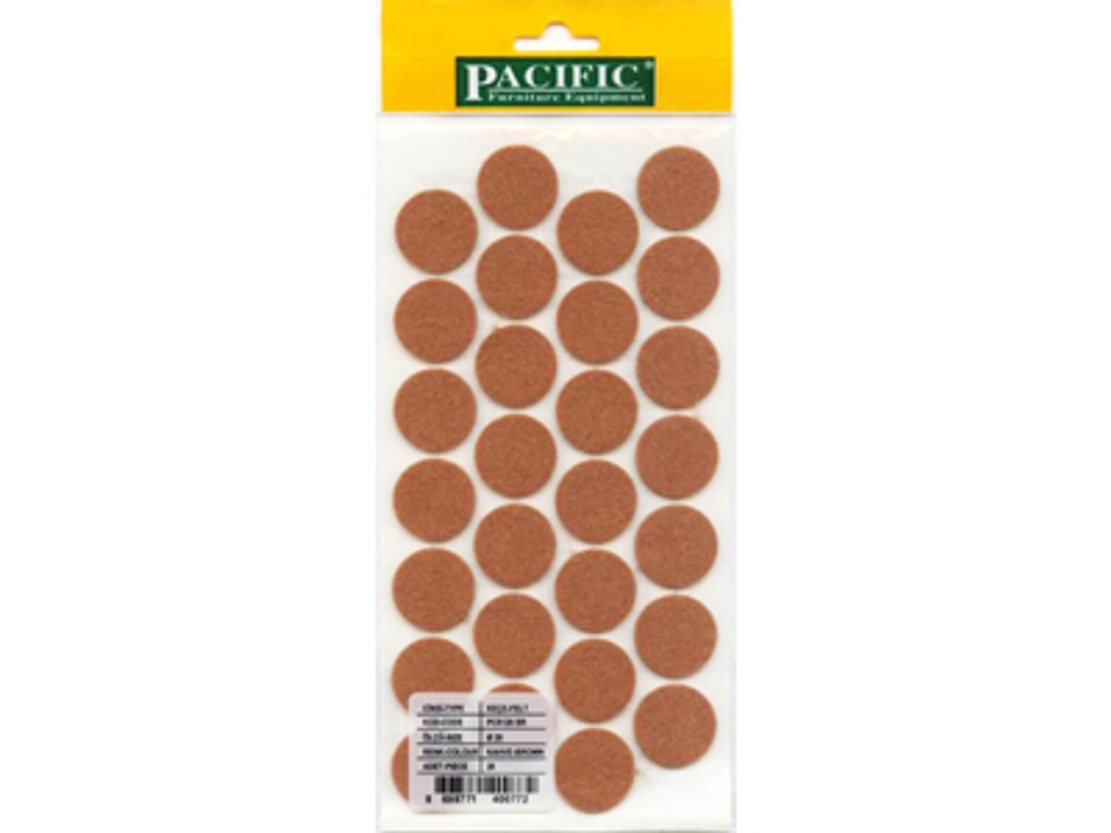 Подпятник фетровый Pacific PC 6128 BR d=28 мм коричневый (лист/28шт.)