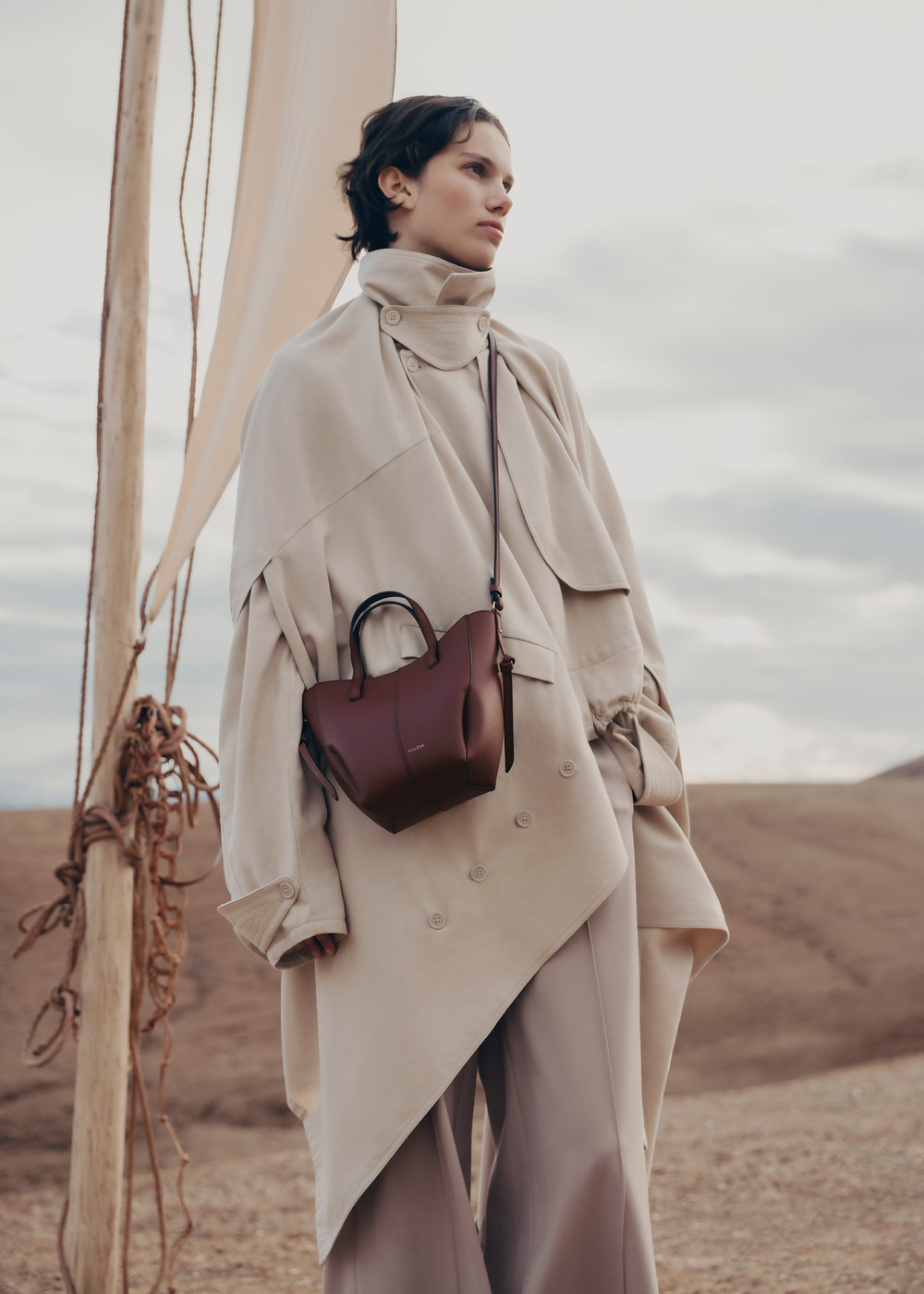 POLENE СУМКА CYME TOTE NANO, ВИШНЕВЫЙ