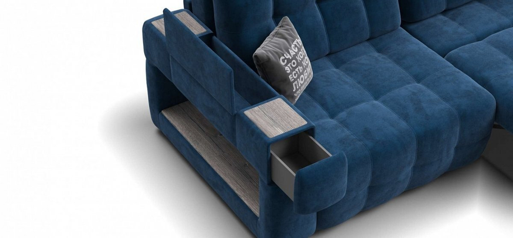 Диван Босс ХО Велюр Монолит синий