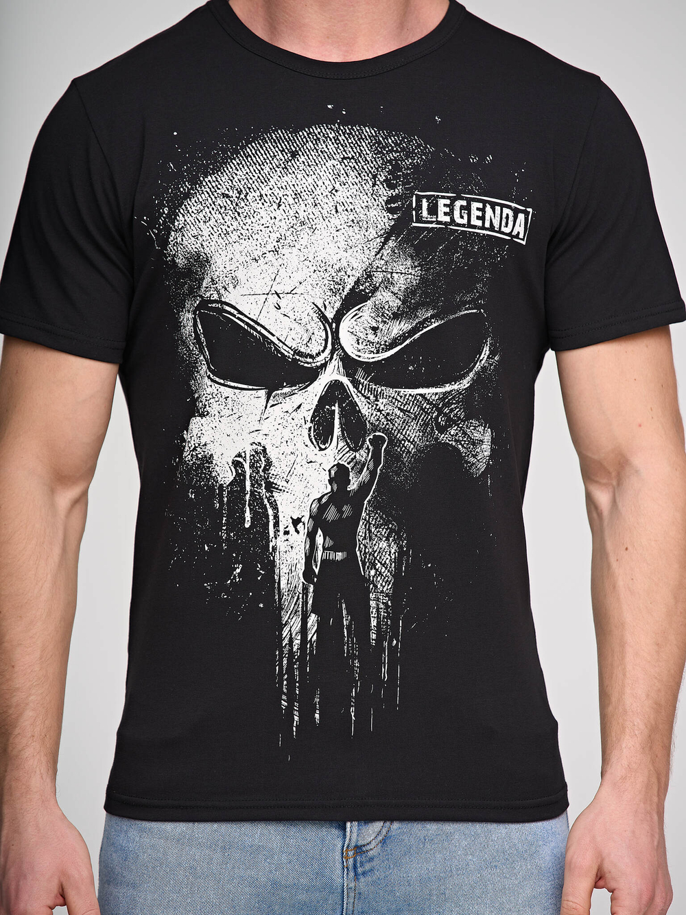 Футболка Legenda Череп Каратель черный образец Уценка (XL)