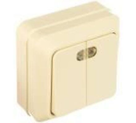 Выключатель двухклавишный с подсветкой "UNIVersal" серия "Олимп", о/у, 10А, 220В, "слоновая кость"