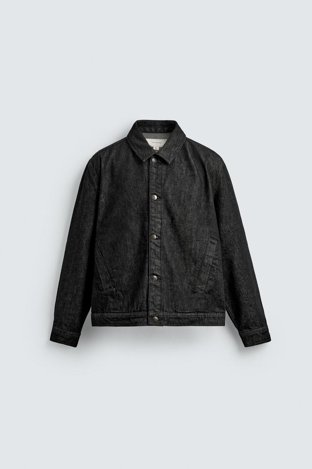 ZARA ДЖИНСОВАЯ КУРТКА КЛАССИЧЕСКОГО КРОЯ, ЧЕРНЫЙ