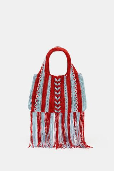 ZARA СУМКА С ВЯЗАНЫМ УЗОРОМ, РАЗНОЦВЕТНЫЙ