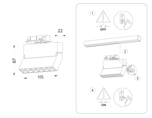 Светильник светодиодный трековый GL6814 BK черный LED 6W 4200K 24° 115*22*87
