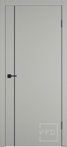 Межкомнатная дверь ВФД BASIC Taupe ABS black Black mould (3П3м1) Светло-серый теплый, матовый