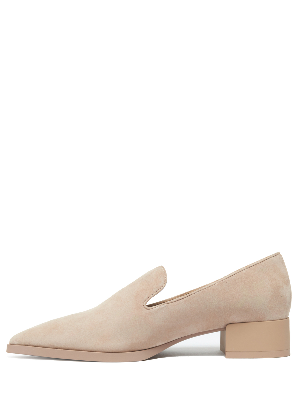 Женские замшевые туфли бежевые на низком каблуке