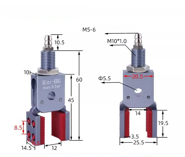 Mini–erg–10 # (clamping range: 0-12mm) no detection model