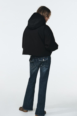 ZARA СТЕГАНАЯ ВЕТРОЗАЩИТНАЯ КУРТКА WATER REPELLENT, ЧЕРНЫЙ