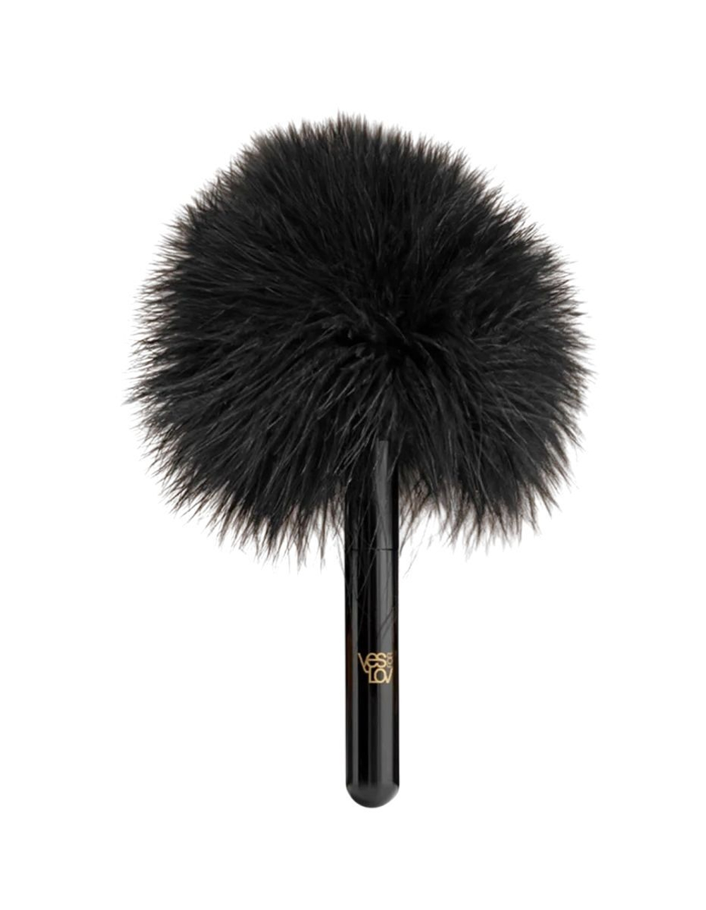 Черная перьевая кисточка с гладкой ручкой Caressing Feather