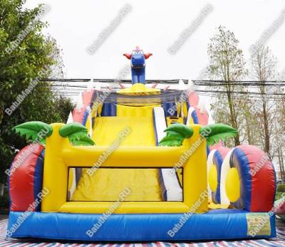 Батут-горка "Дракон синий", 10*5*8 м