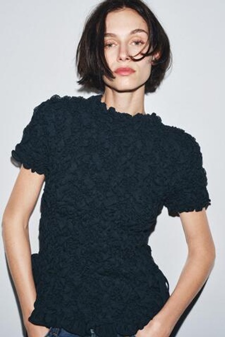 ZARA ТОП С ЗАВЯЗКАМИ, ЧЕРНИЛЬНО-СИНИЙ