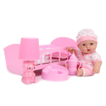 Пупс 30см в кроватке, звук, пьет, писает, с аксесс. 6 предм., коробка 6625-4B