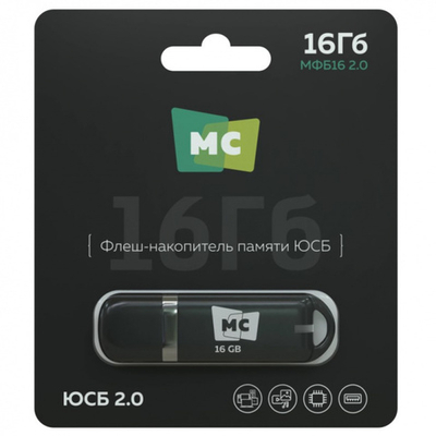 Флешка More Choice MFB16 16GB черная USB 2.0