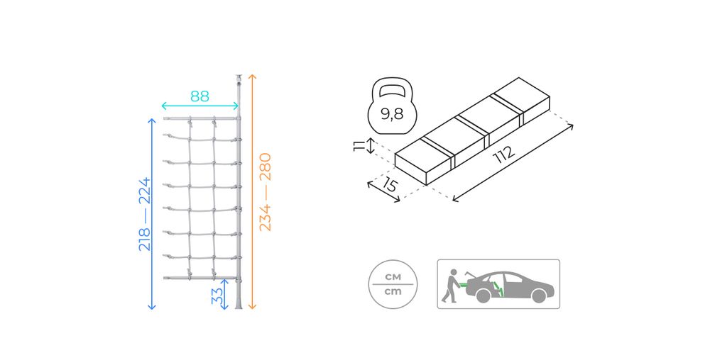 ROMANA Dop6 Комплект с канатным лазом распорный (белый прованс)