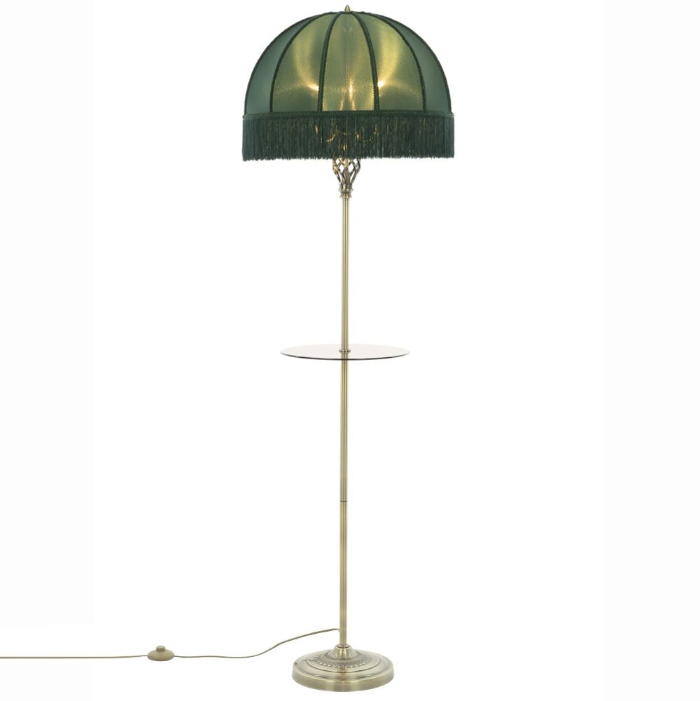 Citilux Базель CL407932T Торшер бронза со столиком и зелёным абажуром