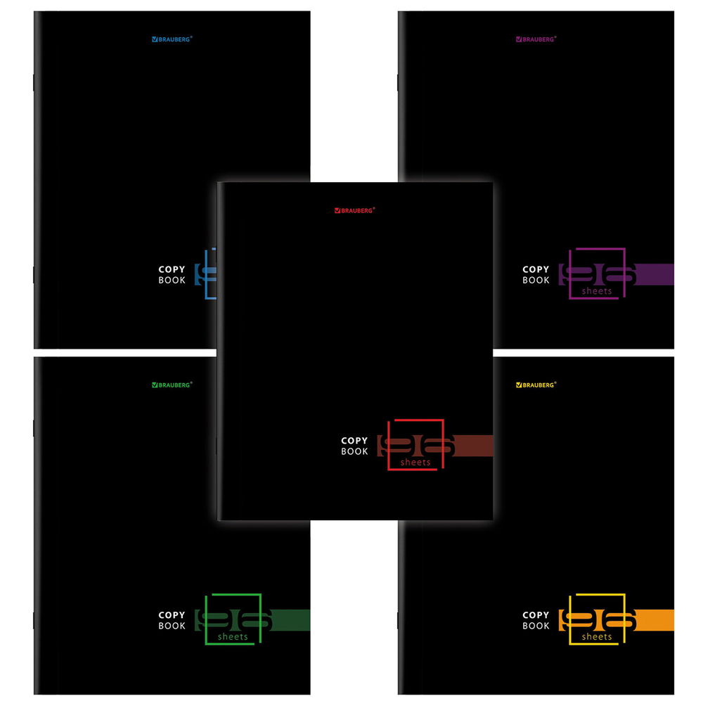 Тетрадь А5, 96 л., BRAUBERG, скоба, клетка, глянцевая ламинация, "Dark", 404428