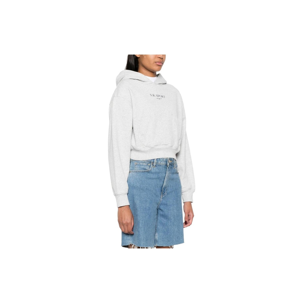 SPORTY & RICH Slogan-print Mélange-effect Hoodie