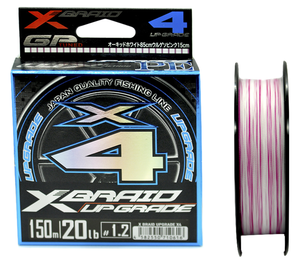 Шнур YGK X-Braid Upgrade X4 150м White Pink #1.0  0.165мм 8.1кг 1шт