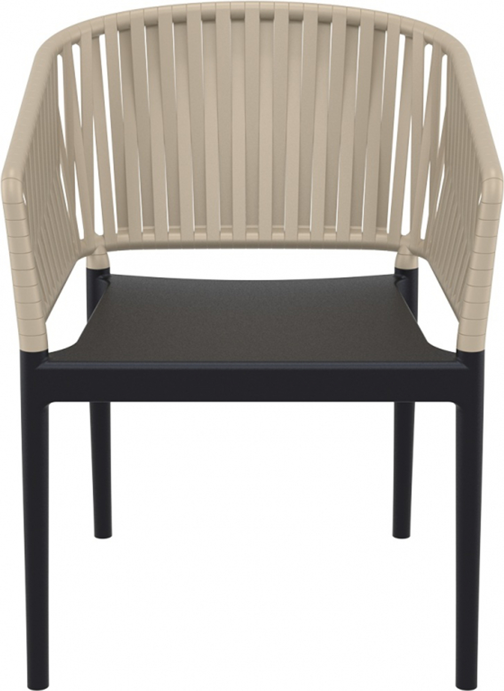 Кресло пластиковое с подушкой Siesta Contract Portofino, черный, бежевый, черный