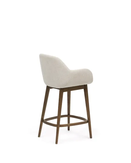 Полубарный стул Konna 65 см бежевый с ножками из темного ясеня