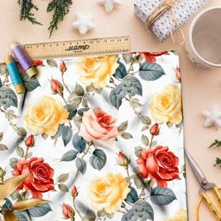 Ткань премиум сатин романтические розы