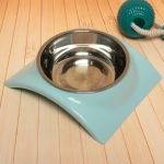 Миска металлическая «Колор-Волна» 250мл 19*16*5см на пластиковой подставке,цвет голубой