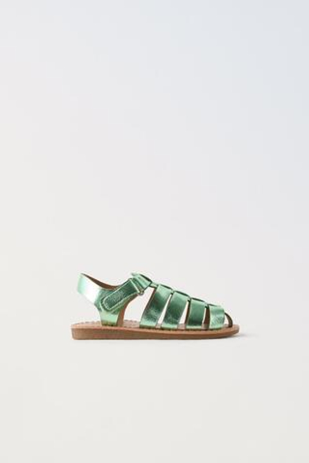 ZARA САНДАЛИИ С МЕТАЛЛИЗИРОВАННОЙ ОТДЕЛКОЙ, ЗЕЛЕНЫЙ