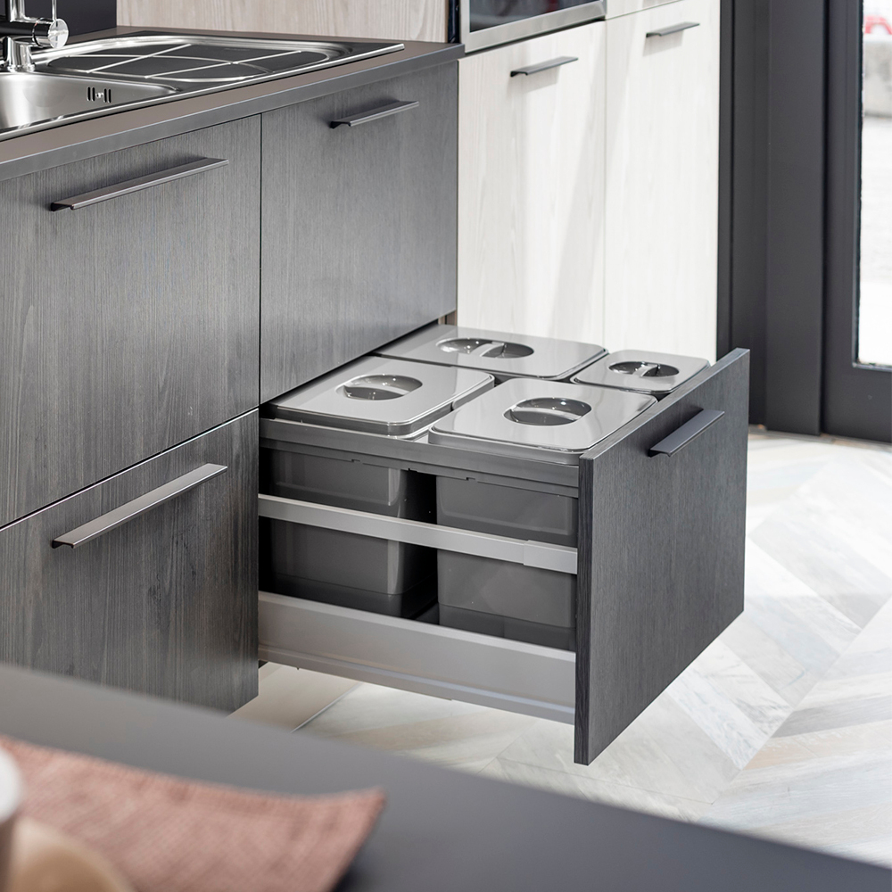 Ekotech Система сортировки JAZZ 32.5 л, 4 ведра, выдвижной фасад 600 мм, антрацит