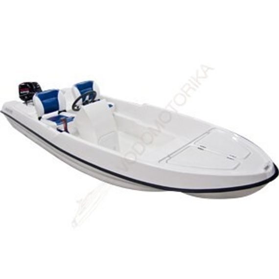 Лодка LAKER 410 пластиковая моторно-гребная с креслом, центральной консолью и реллингами (камуфляж)