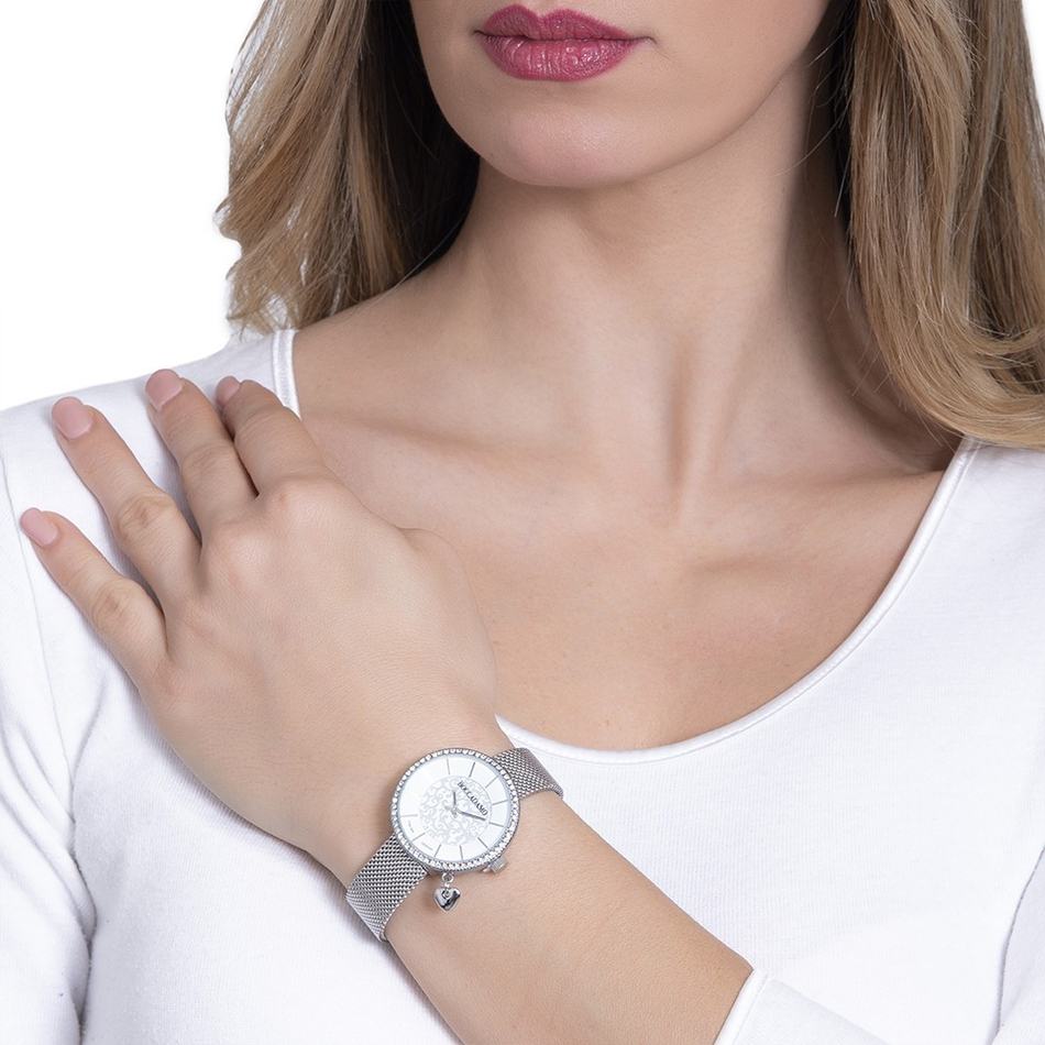 Часы Boccadamo Mya33 Silver White MX009 BW/S с минеральным стеклом, кристаллами Swarovski